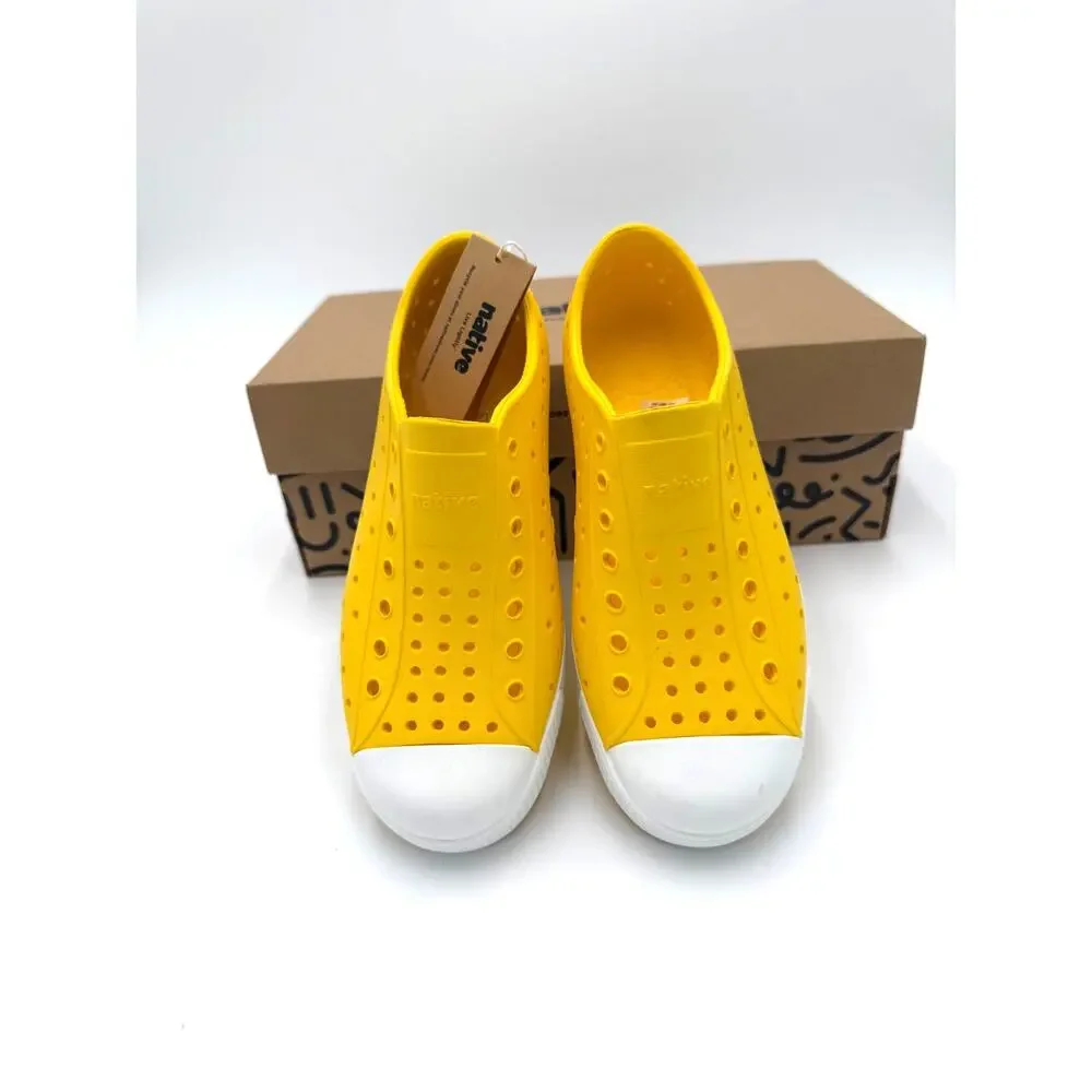 NEW Native Jefferson Child Shoes - Crayon Yellow/Shell White - J2